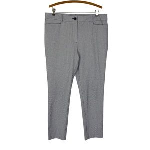 Loft Sutton Skinny Ankle Pant Blue White Houndstooth Sz. 14